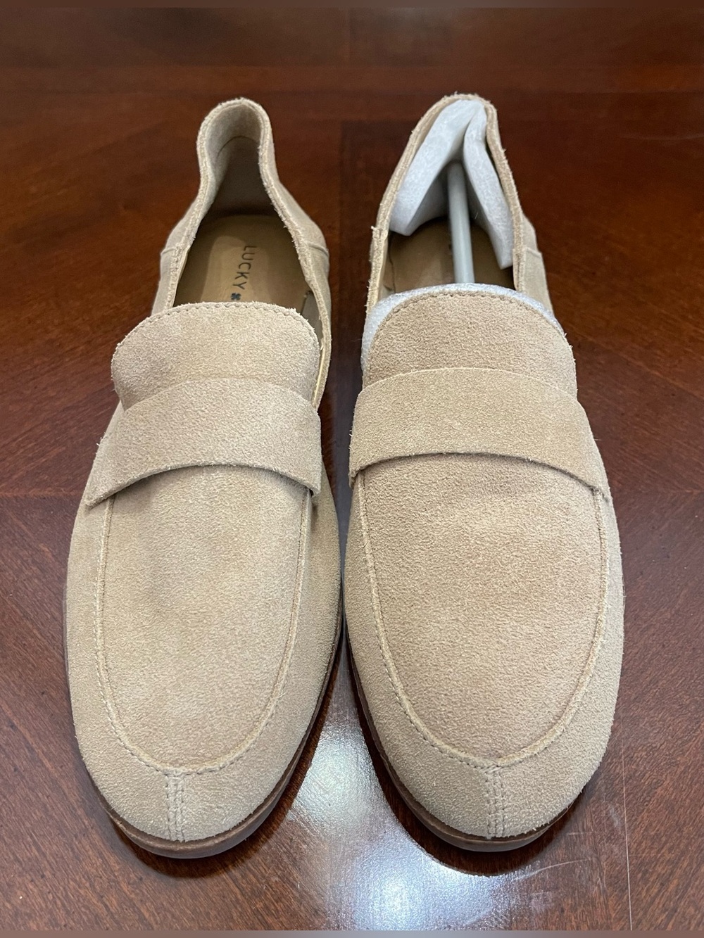 Lucky Brand Beige Suede Penny Slip-On Loafers. New & Unused. Hello fall!